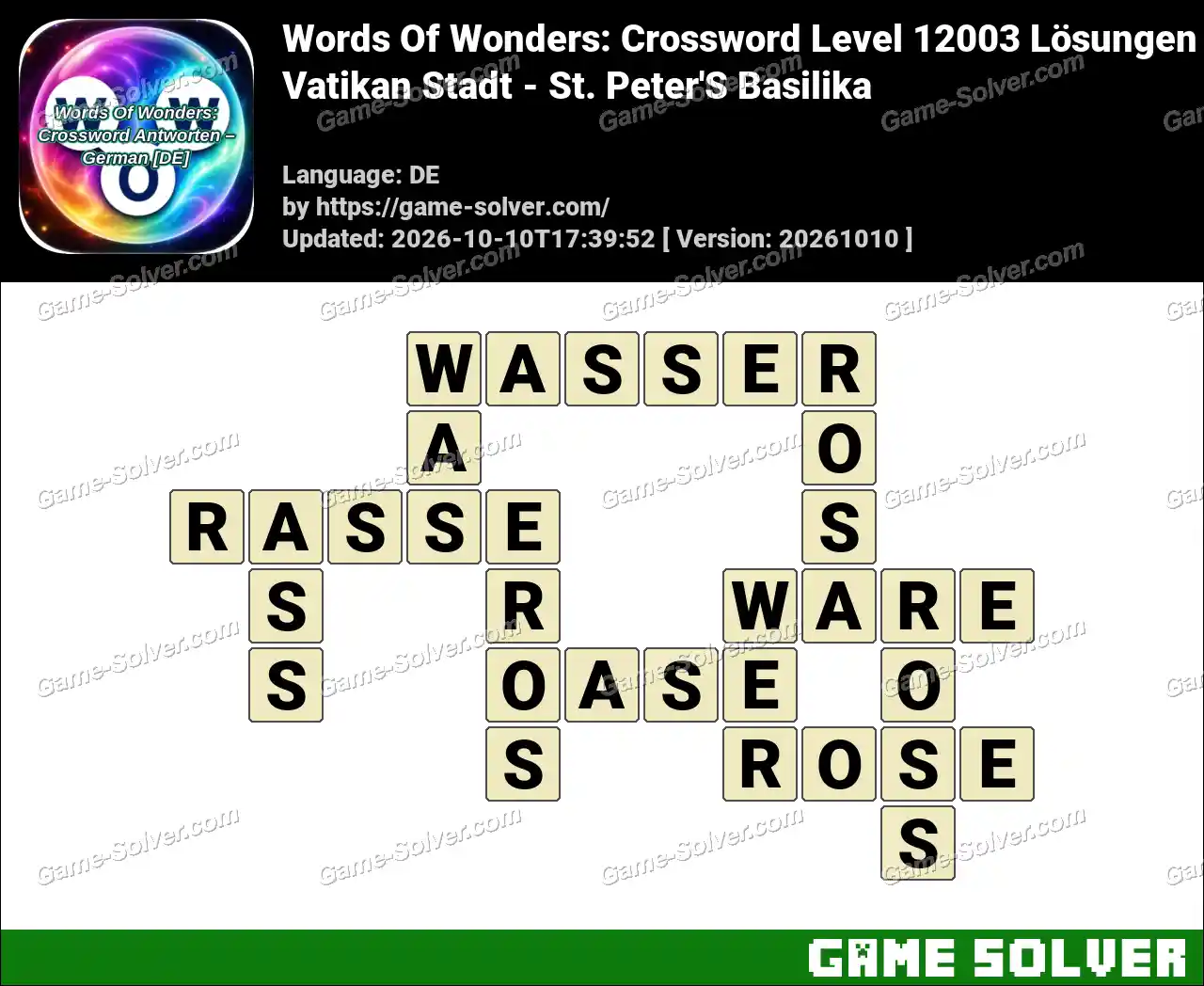 Words Of Wonders: Crossword Level 12003 Lösungen – Vatikan Stadt – St. Peter’S Basilika